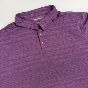 Reebok Golf Mens 4XL Purple Heathered Stripe Polo Shirt Short Sleeve